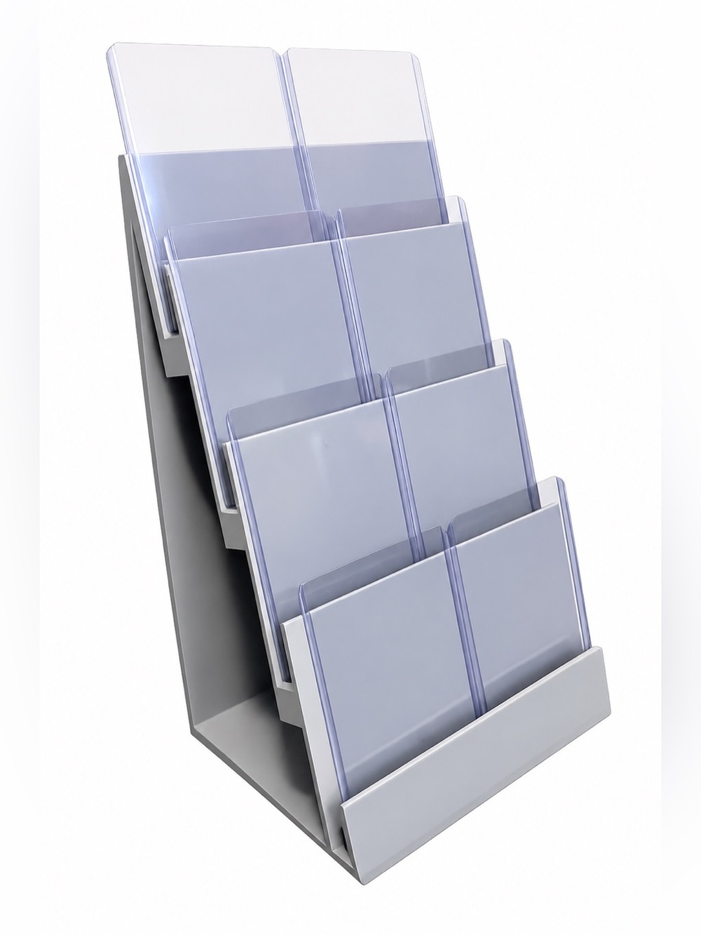 Grey Trading Card Display Stand 4 Tier 8 Card For Top Loader / Graded Cards
